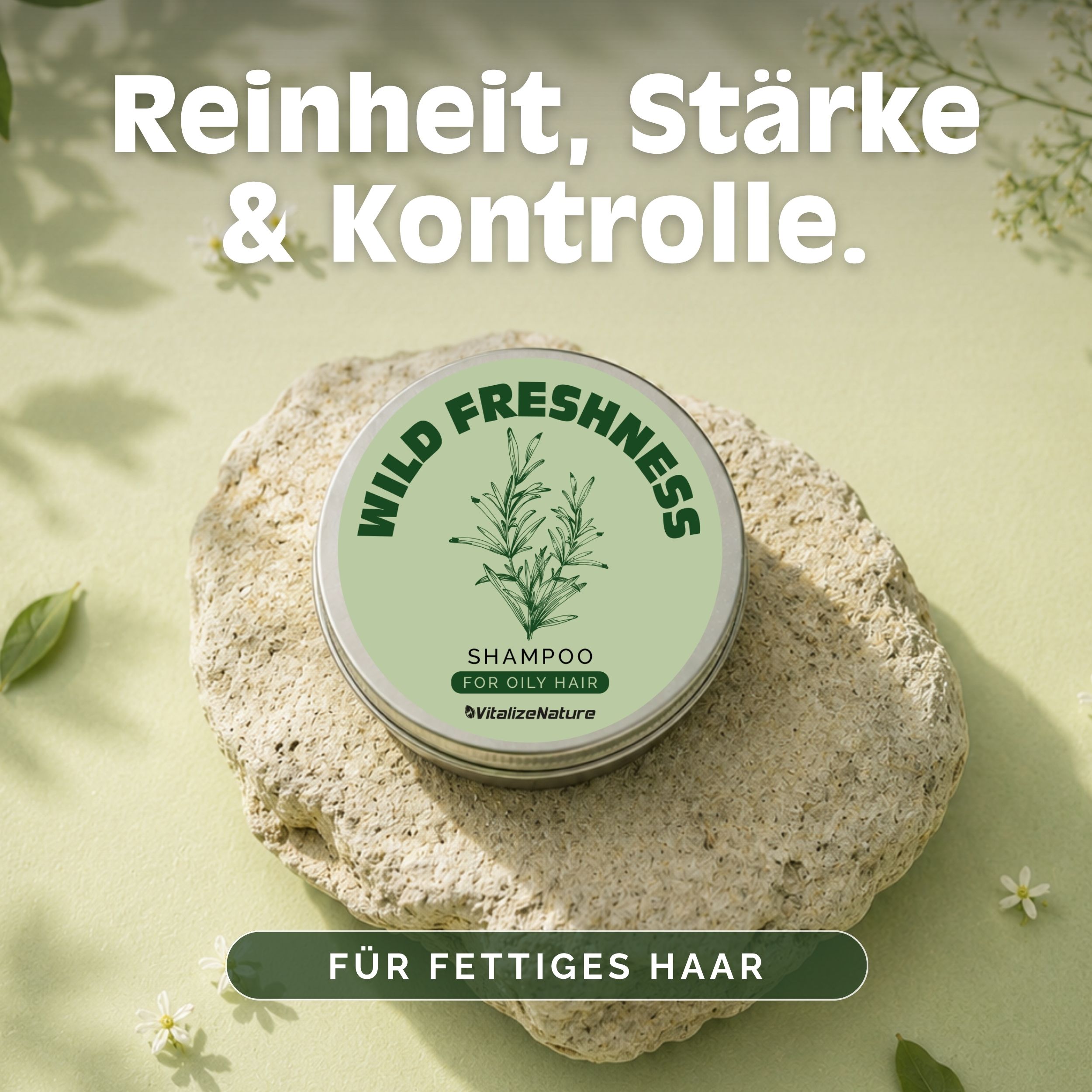 VitalizeNature Wild Freshness Shampoo Bar – Brennnessel & Rosmarin für fettiges Haar
