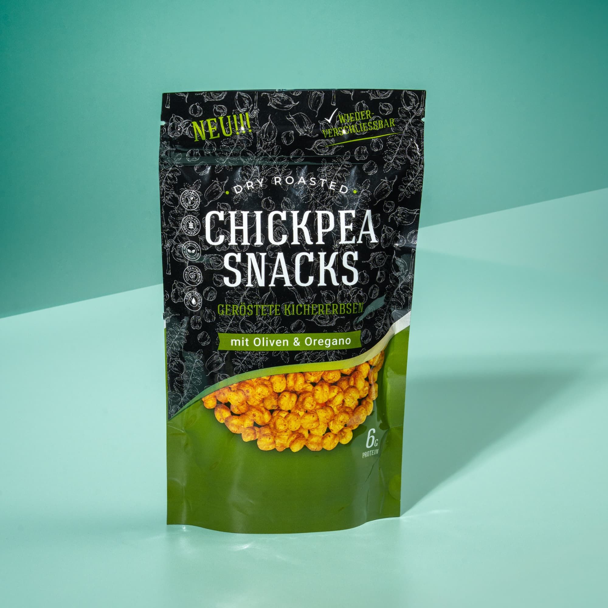Chickpea Snacks geröstete Kichererbsen Oliven & Oregano