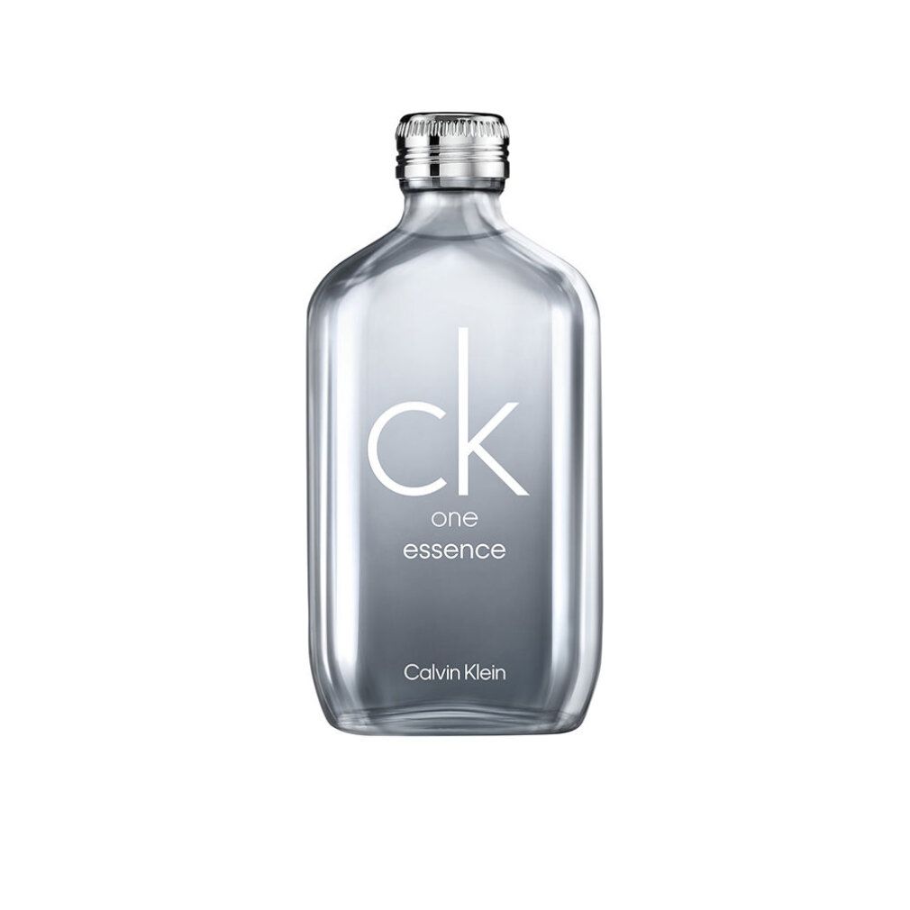 Flakon mit silbernem Verschluss. Aufschrift: ck one essence. Marke: Calvin Klein.