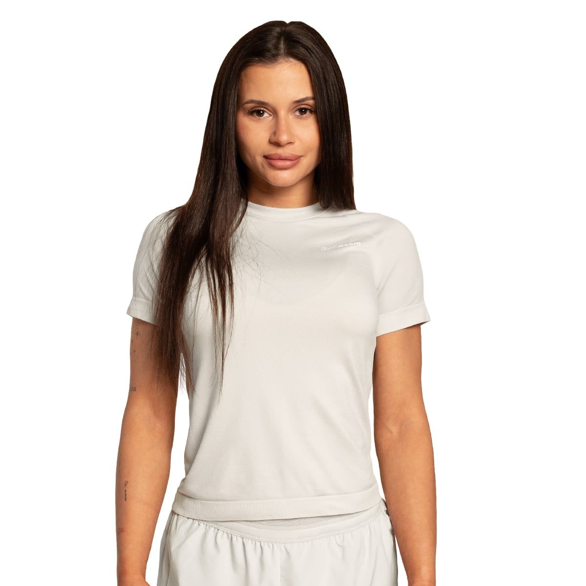 GymBeam T-Shirt Damen Pulse X Running Regular Kurzarm mit Rundhalsausschnitt Grau 1 St