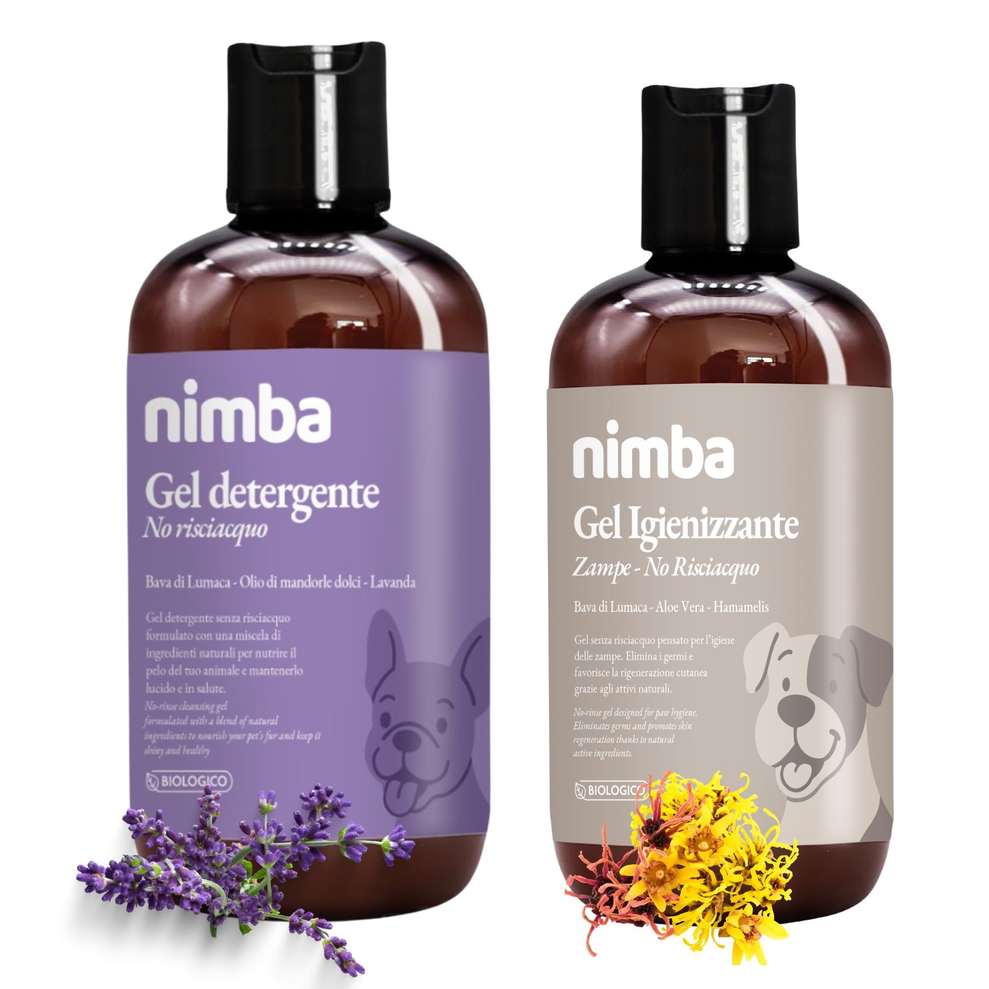 Nimba Set Pulizia: Gel Detergente 250ml + Gel Igienizzante Zampe 200ml
