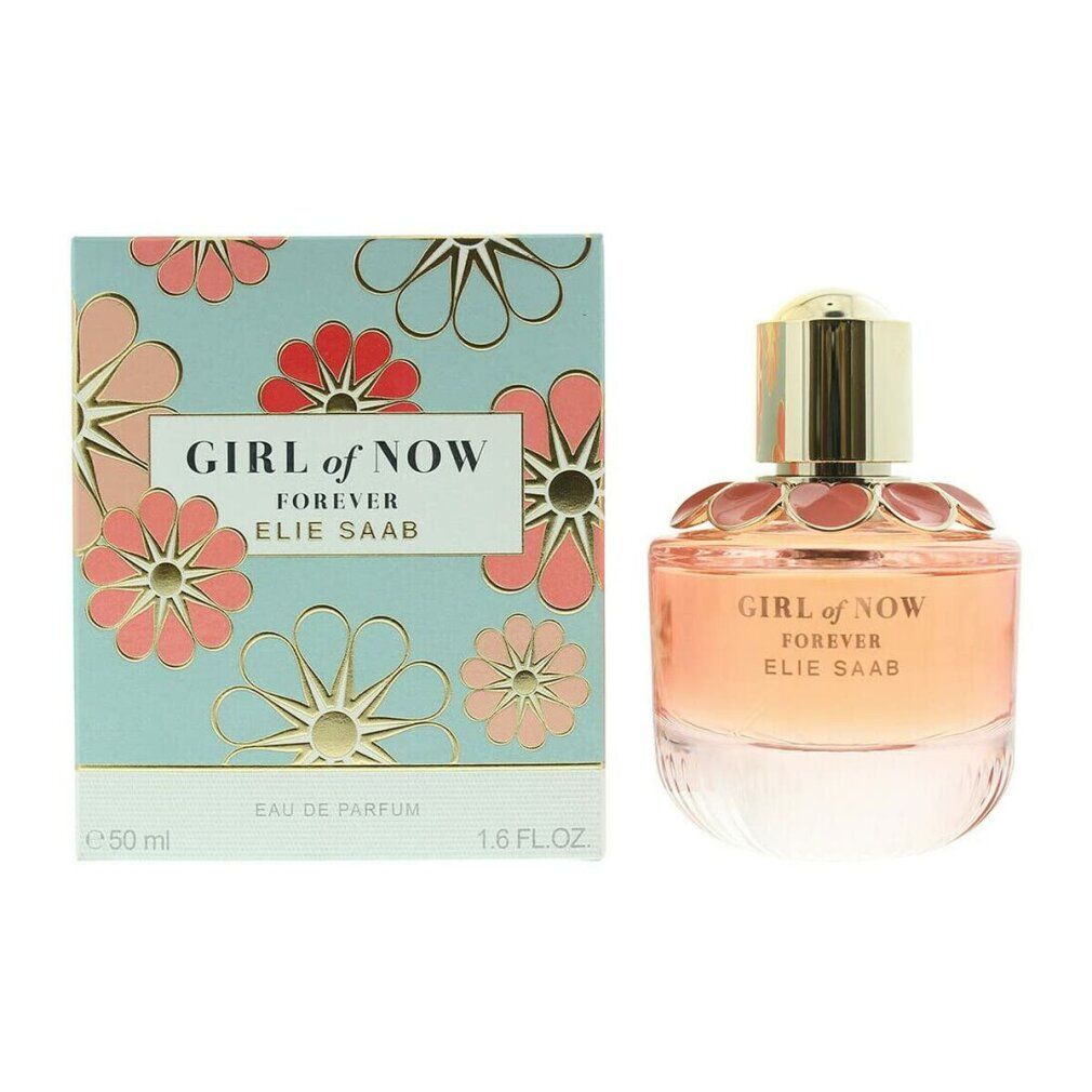 Parfümflakon und Schachtel. Flakon mit Aufschrift 'GIRL of NOW FOREVER ELIE SAAB'.