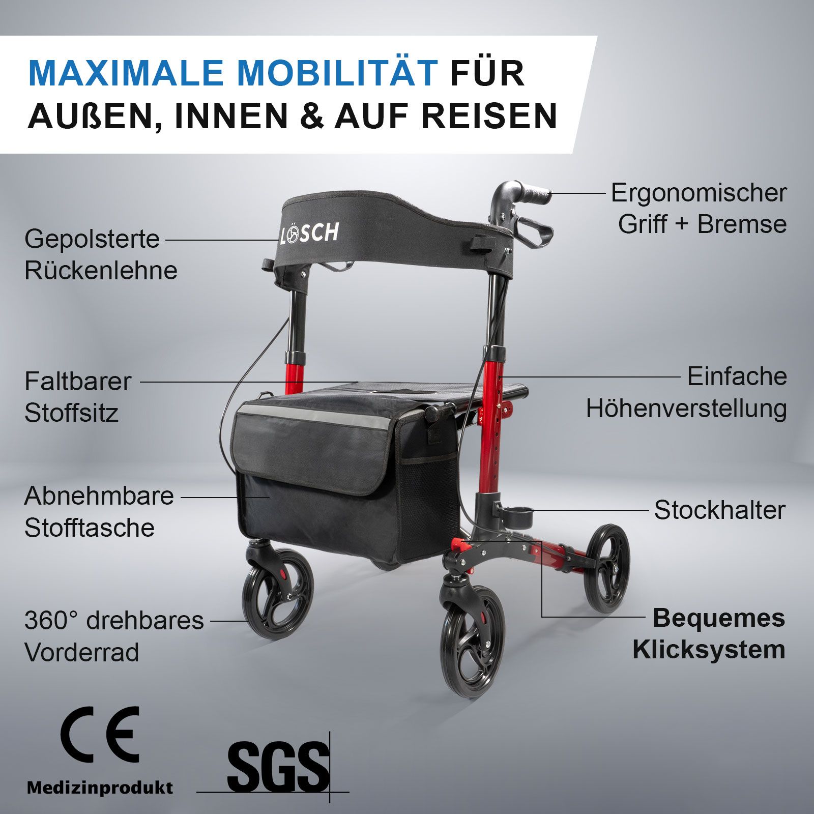 Rollator Tabas Mobility Rot 1 St