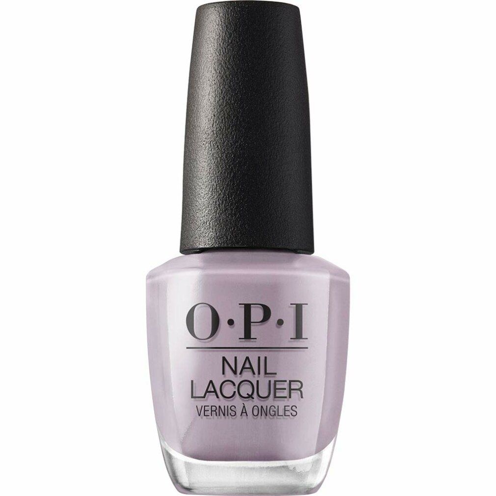 OPI Nagellacke Flasche, hellvioletter Lack, schwarzer Deckel. Schriftzug.