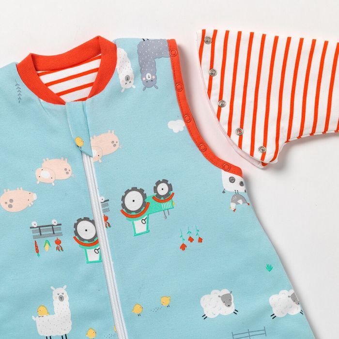 schlummersack Kinder Schlafsack mit Füßen ganzjährig aus 100% Bio-Baumwolle 2.5 Tog 110 cm Bauernhof