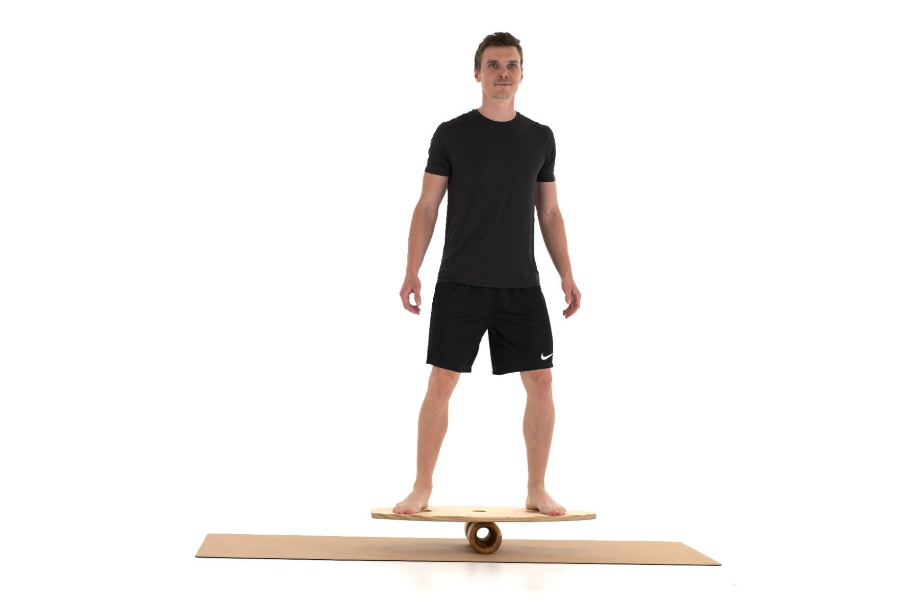 rollholz Balance Board Set klein Walnuss dunkeles Brett 1 St