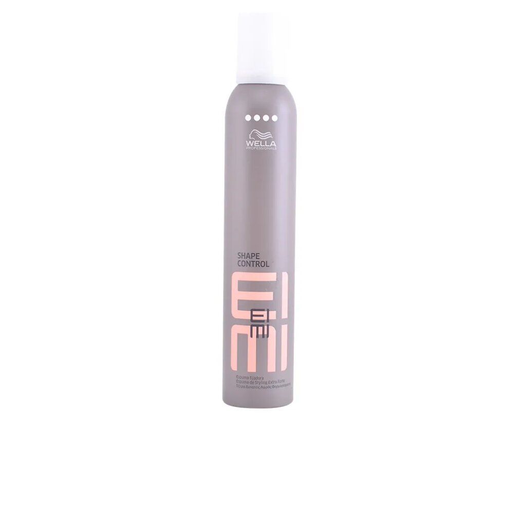 Graue Sprühflasche mit weißem Deckel. Aufschrift: Shape Control EIMI. Marke Wella.