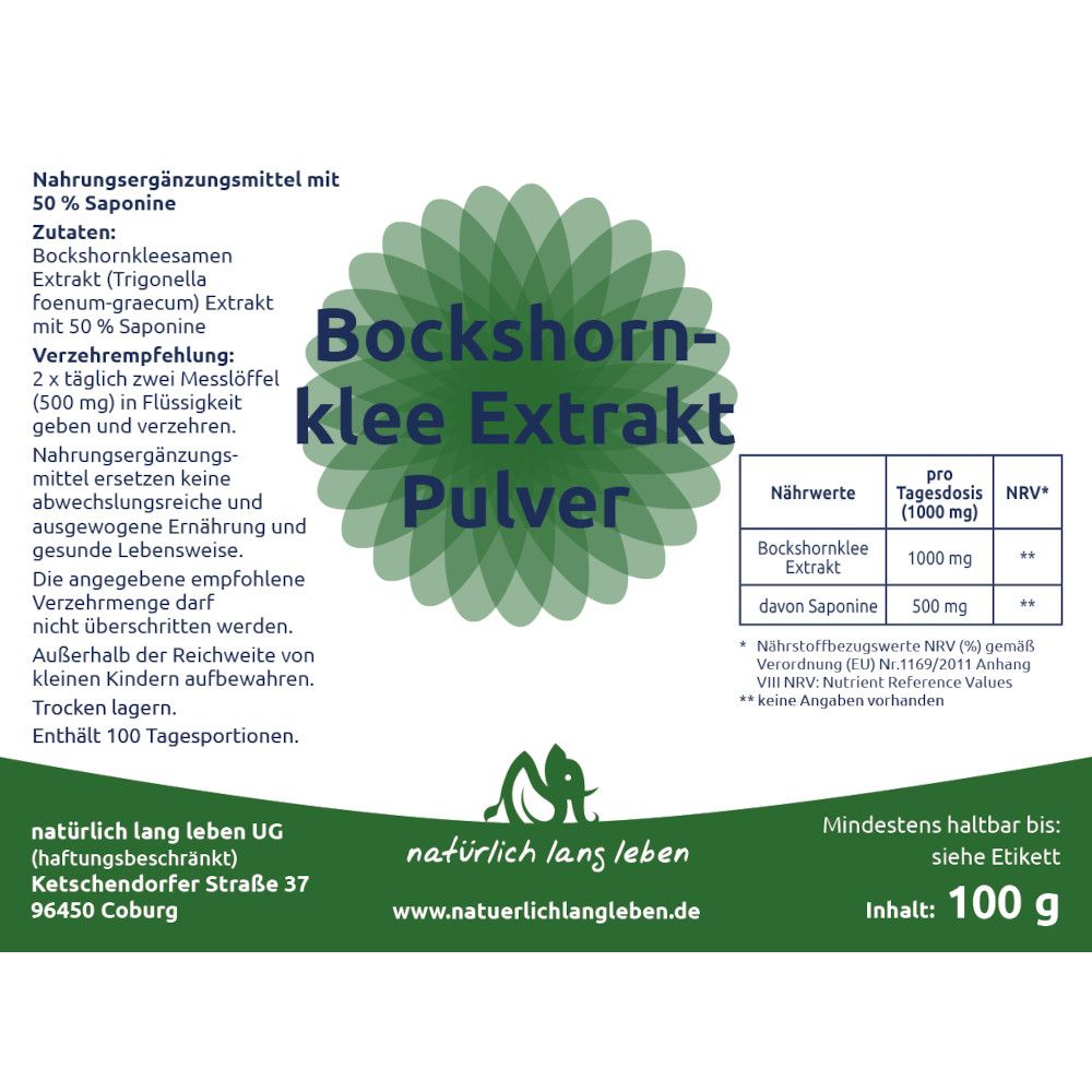 natürlich lang leben Bockshornklee Extrakt Pulver 100 g