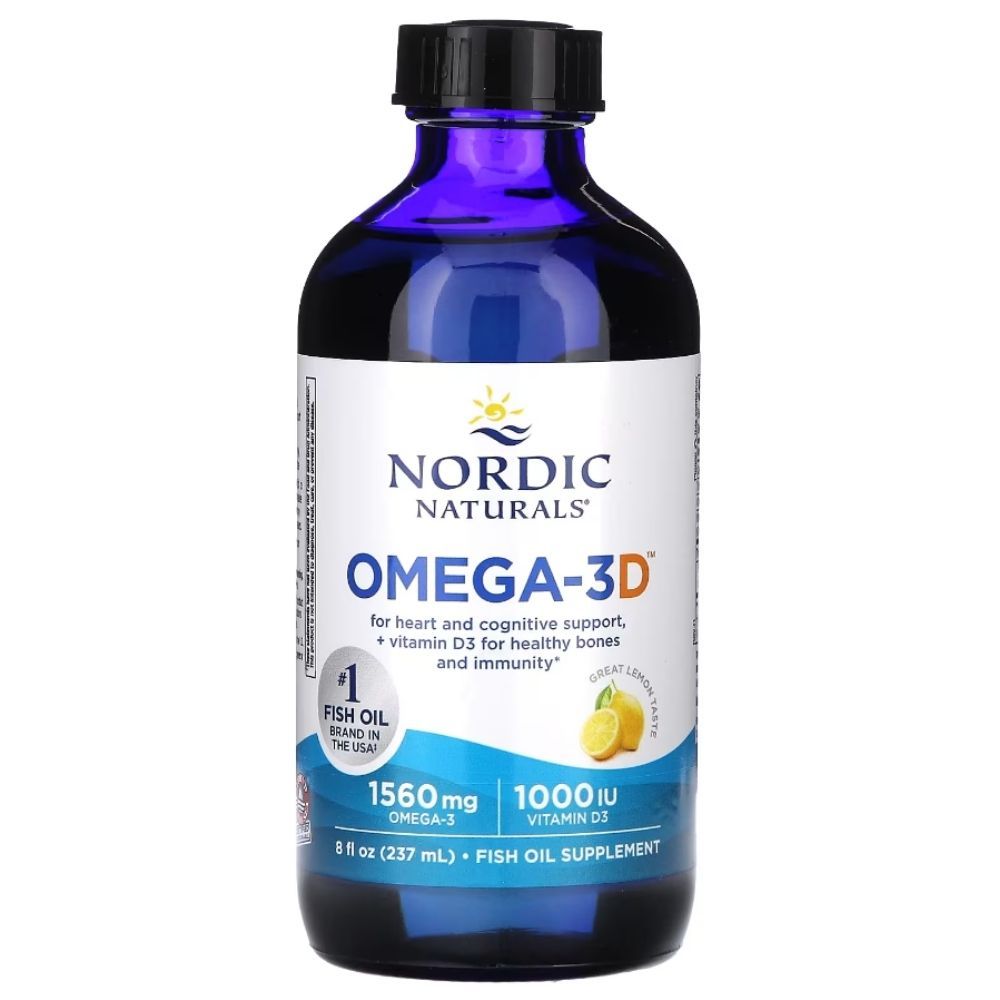 Nordic Naturals Omega-3-Vitamin D 1560 mg Zitrone, 237 ml Flasche.