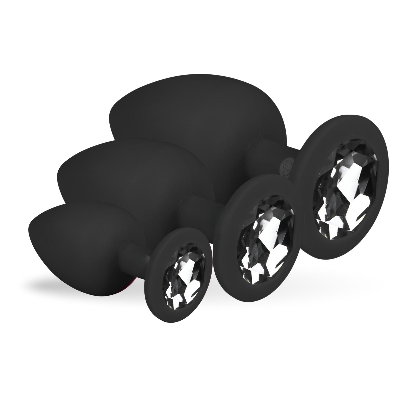 Easytoys - Analplug aus Silikon in Schwarz mit Zierstein - SET