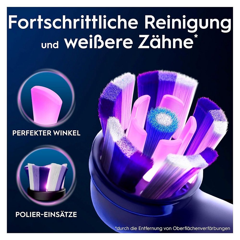 Oral-B iO Bürstenkopf mit Polier-Einsätzen für weiße Zähne.