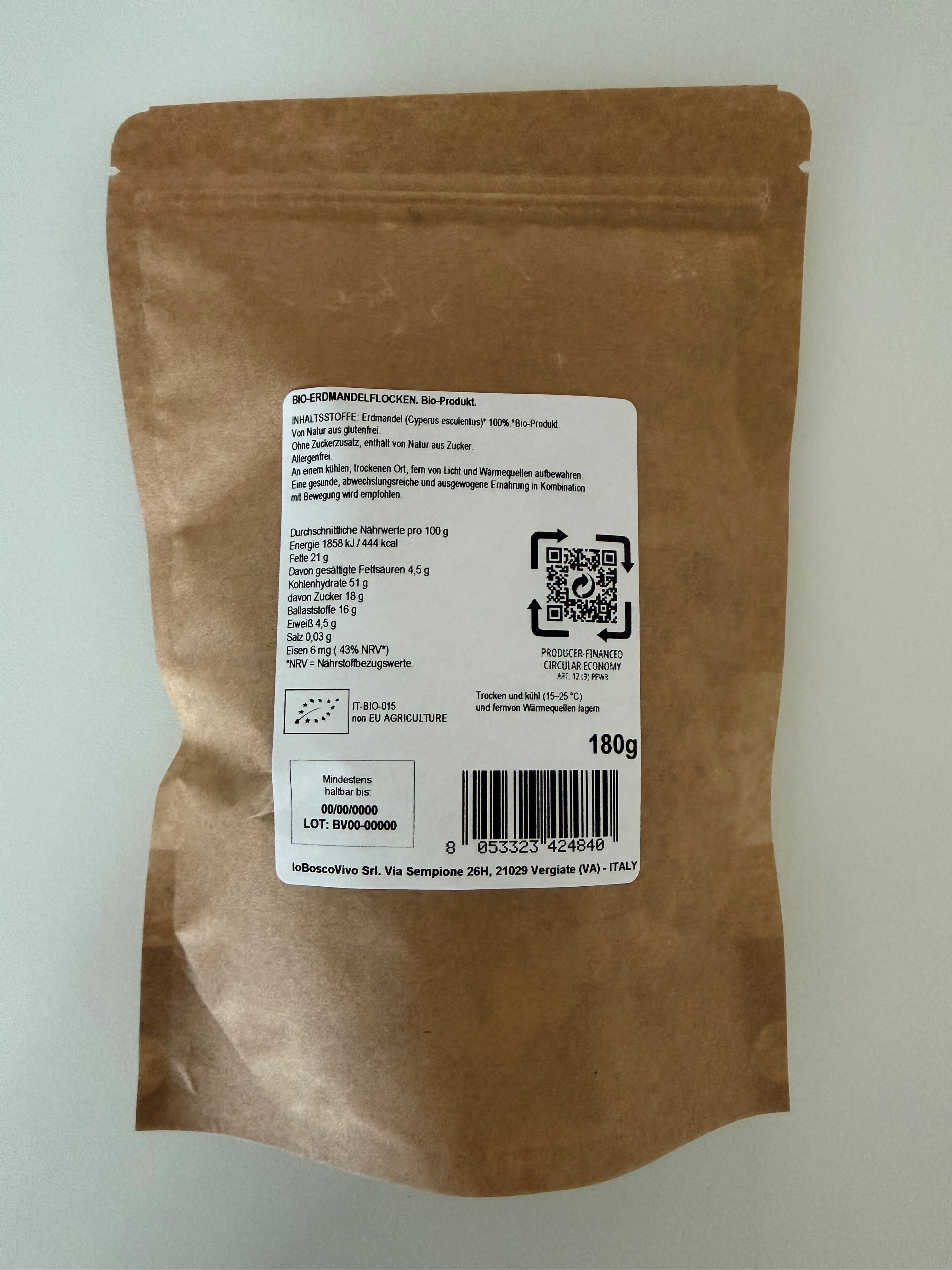 IoBoscoVivo Bio-Erdmandel-Flocken - Glutenfreie Frühstücksflocken, ohne Zuckerzusatz