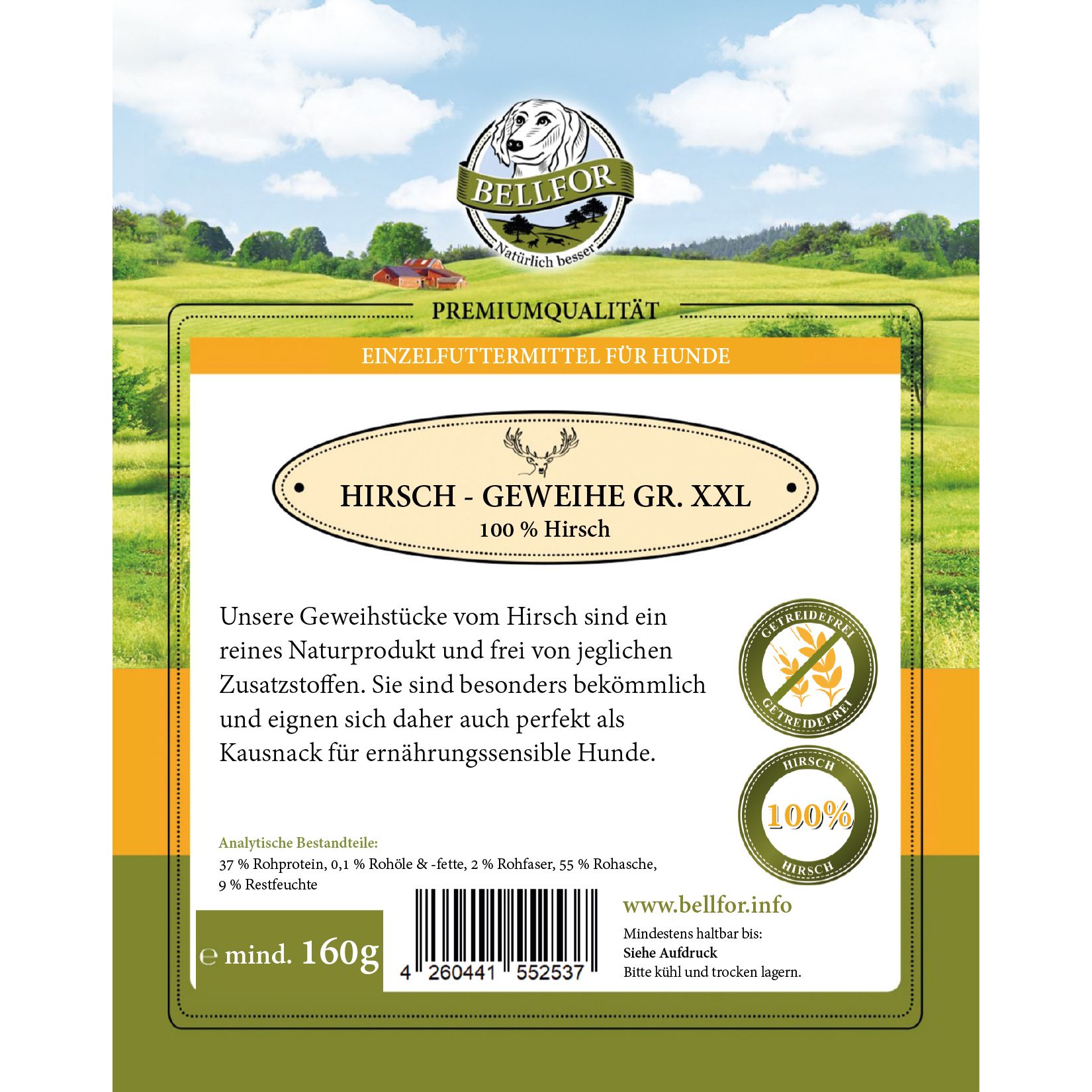 Bellfor Gesunder Hundesnack - Hirsch-Geweihe XXL