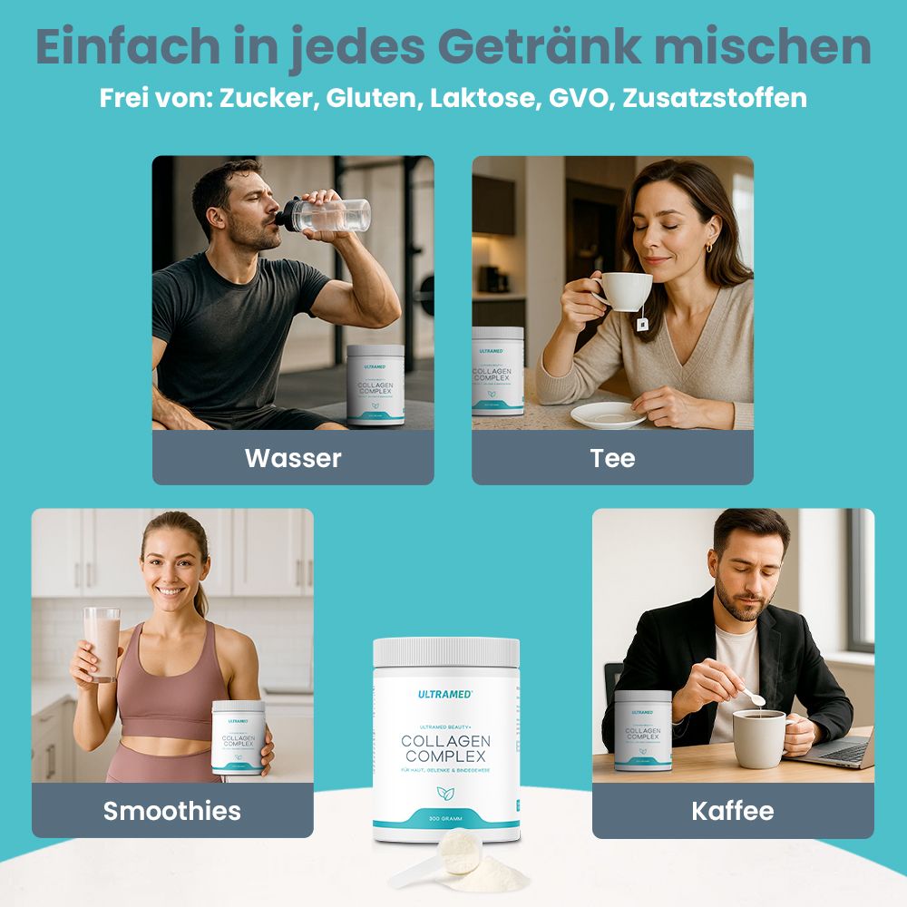 UltraMed Bioaktives Kollagenpulver mit Verisol, Fortigel, Tendoforte + Vitamin C für Haut & Gelenke