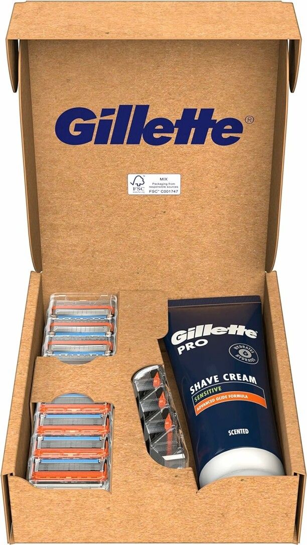 Gillette Fusion 5 Rasierklingen und Bartpflege Set, 10 Ersatzklingen für Nassrasierer Herren + Gill