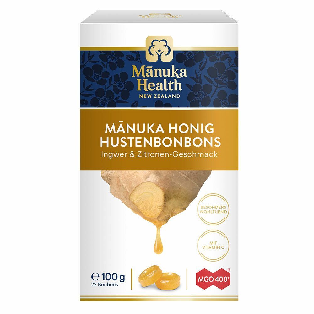 Manuka Health MGO 400+ Pastilles contre la toux au miel de Manuka Ginger Lemon