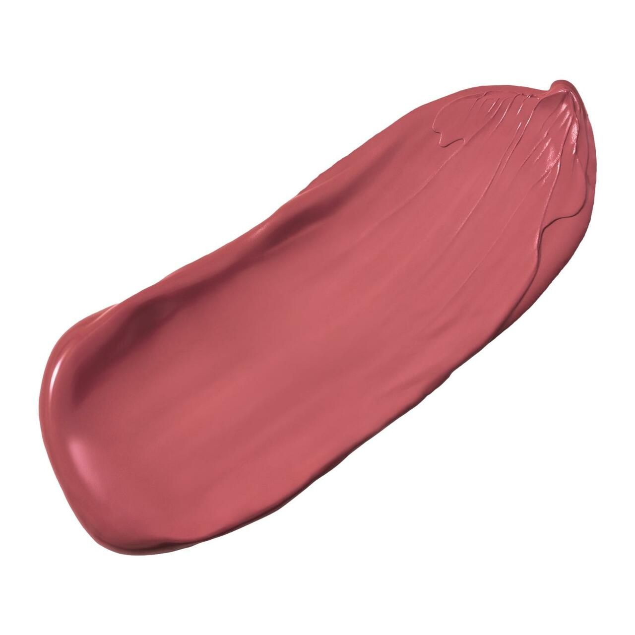 Ausgebreiteter Lippenstiftstrich in Rosa-Braun-Ton auf weißem Hintergrund.