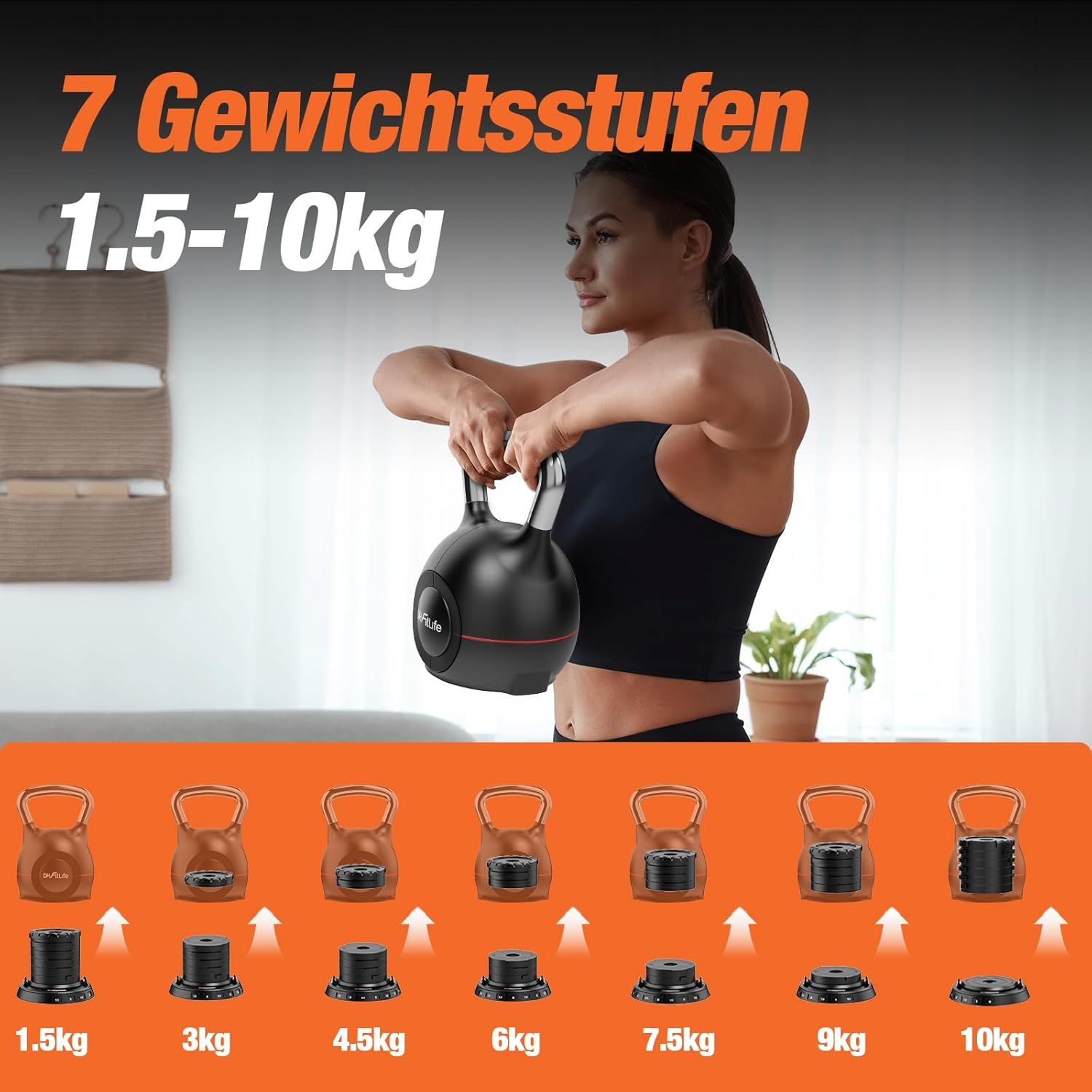 DH FitLife 10kg Verstellbare Kettlebell Set