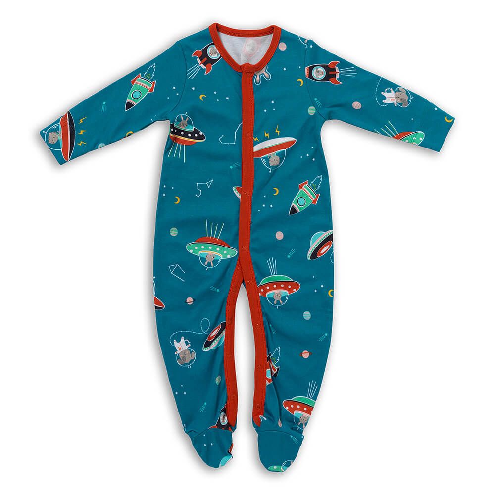 schlummersack Baby Schlafanzug Strampler aus 100% Bio-Baumwolle Langarm Größe 62 Space