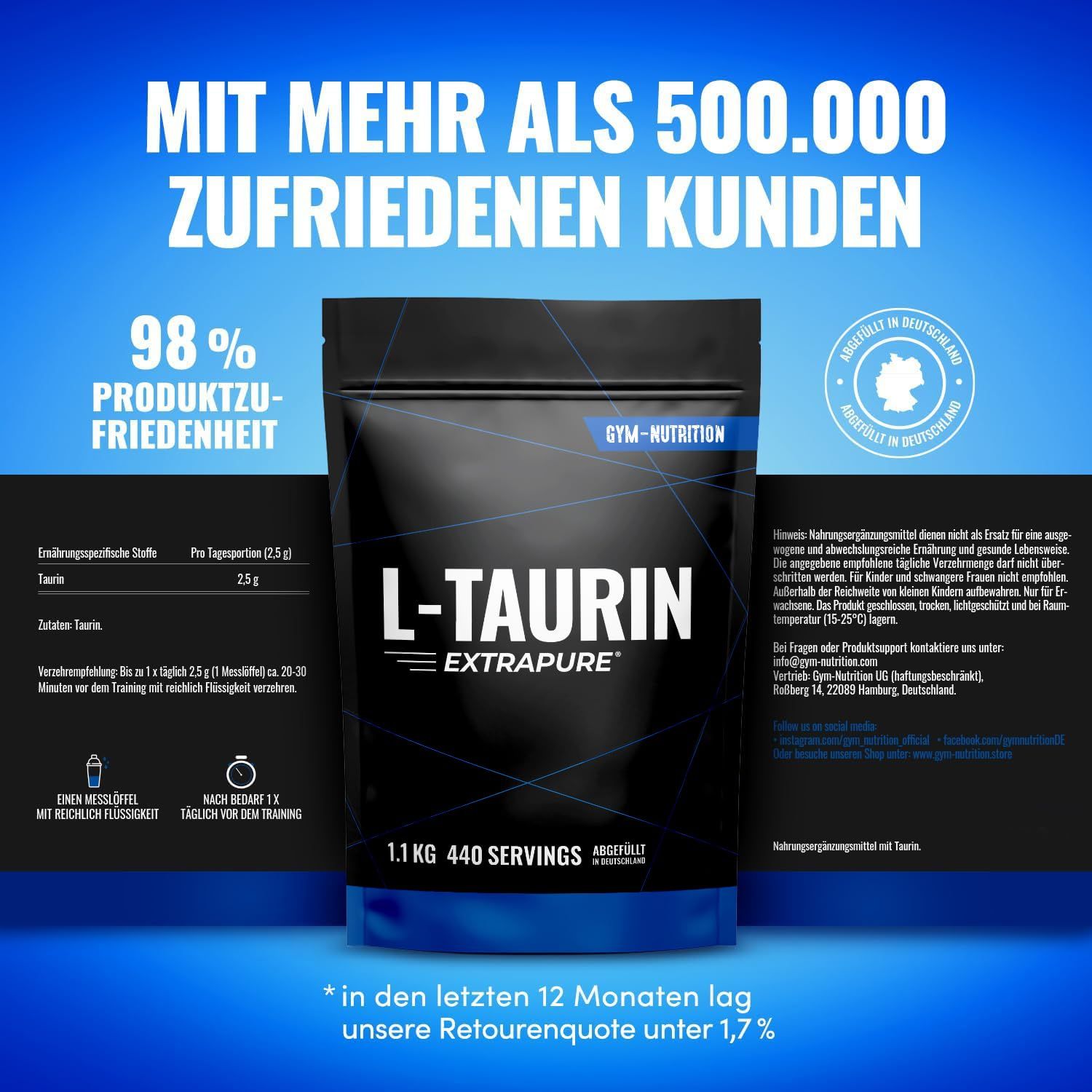 Gym Nutrition Taurin Pulver