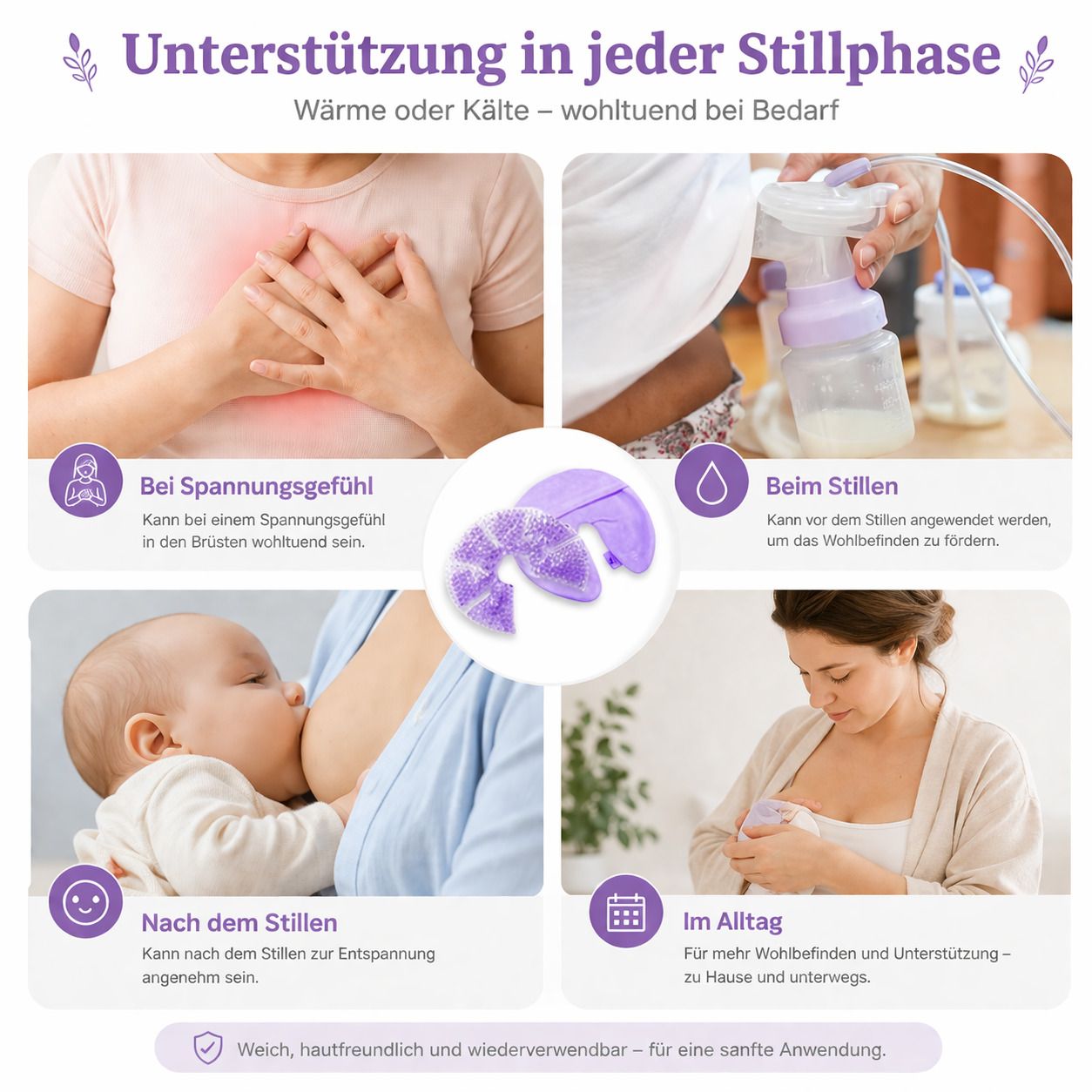 Kühl & Wärmepads, wiederverwendbare Gelkompressen, flexibel & hautfreundlich