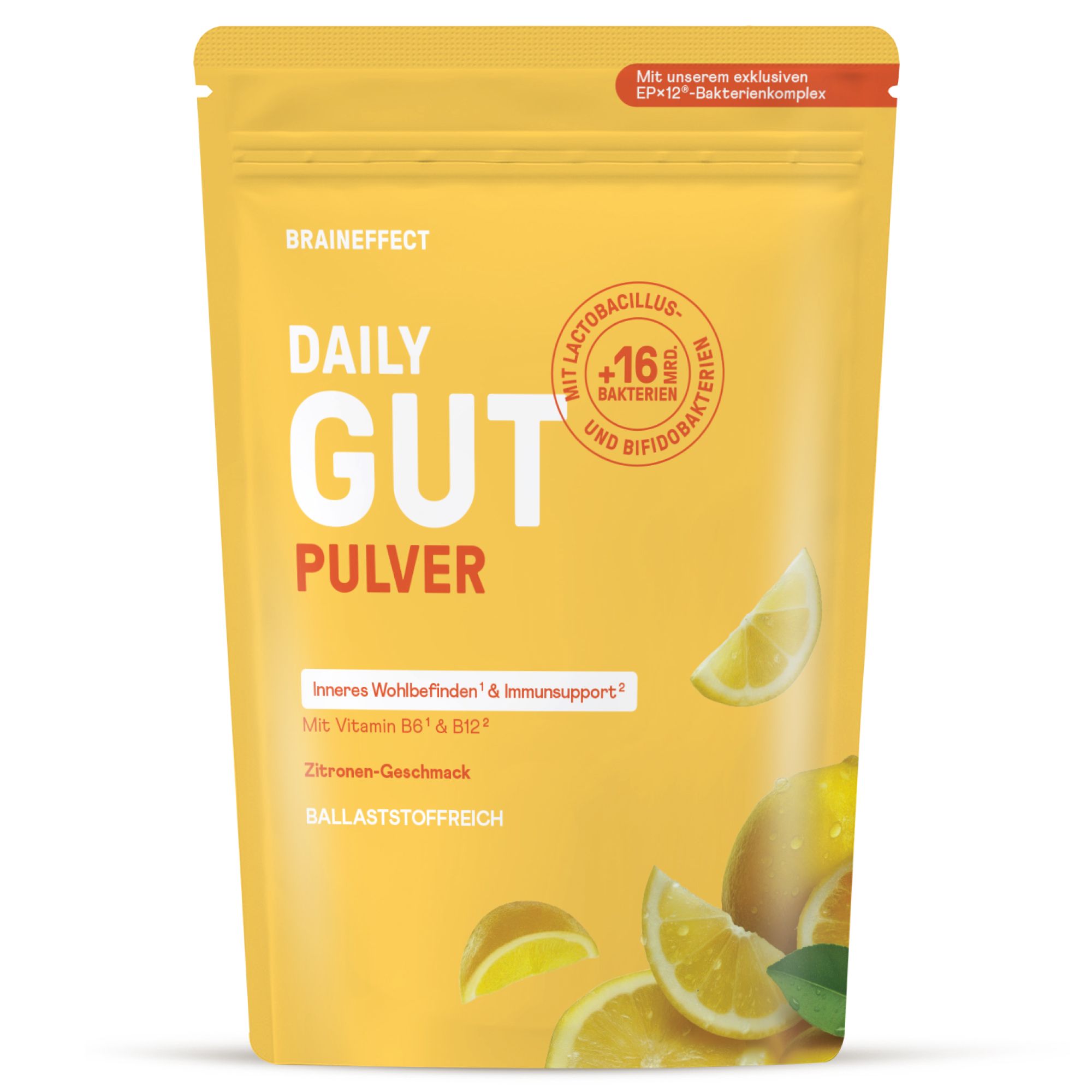BRAINEFFECT Daily Gut Pulver Zitrone