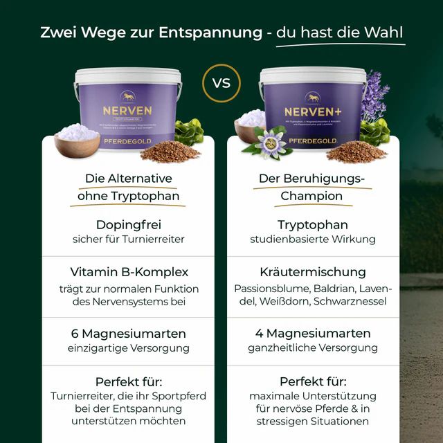 Vergleich von Pferdegold Nerven und Pferdegold Nerven+.