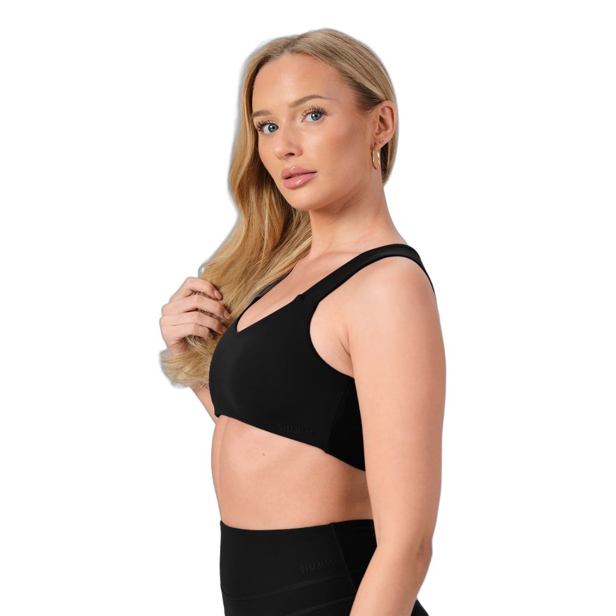 GymBeam Sport-BH Damen mit breiten Trägern und Open-Back-Design Black