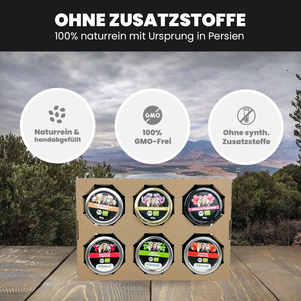 SANUUS® Gourmet Bio Gewürzsalz zum Kochen & Verfeinern Alle Sorten 6er Pack