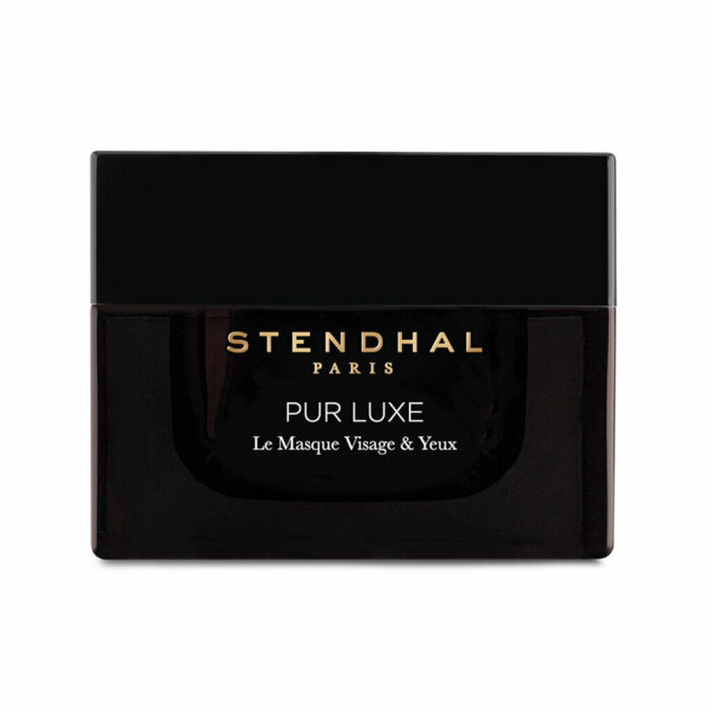 Schwarzer Tiegel mit goldfarbenem Schriftzug STENDHAL PARIS, PUR LUXE Le Masque Visage & Yeux.
