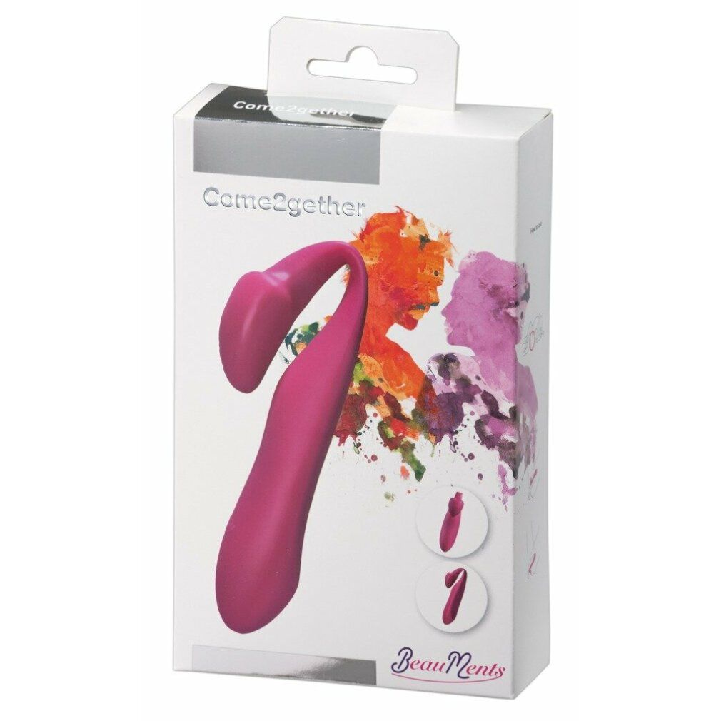 Verpackung von BeauMents Come2gether. Produkt in Pink abgebildet. Illustration von Gesichtern.