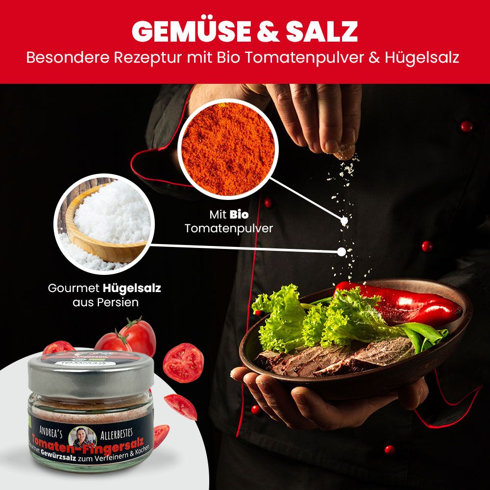 SANUUS® Gourmet Bio Tomaten-Gewürzsalz zum Kochen & Verfeinern
