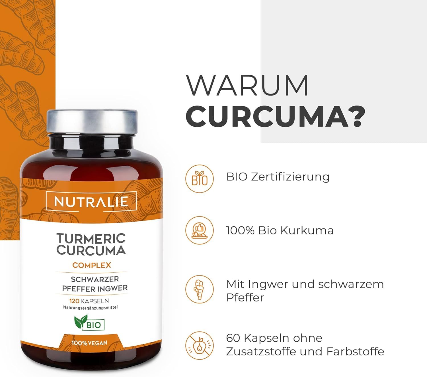 Nutralie Kurkuma Kapseln Bio Hochdosiert