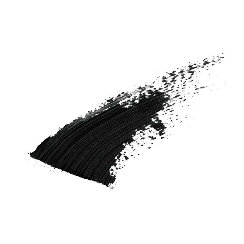 Schwarzer Mascara-Schwung auf weißem Hintergrund.