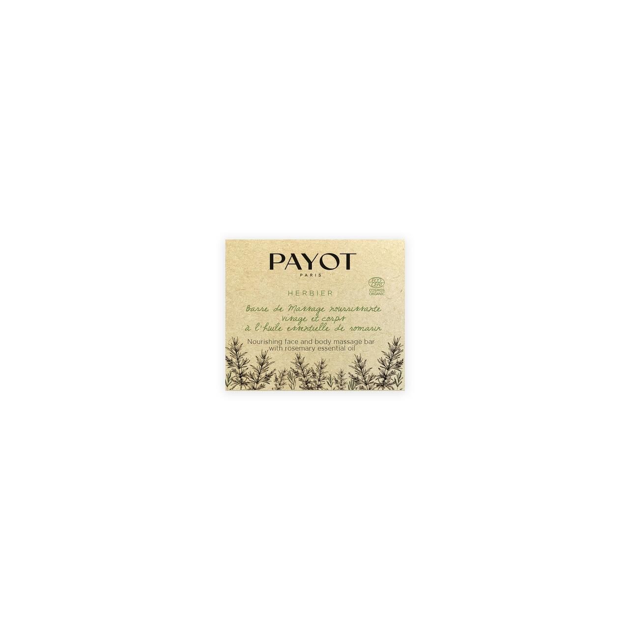 Quadratische Verpackung mit Text und PAYOT-Logo.