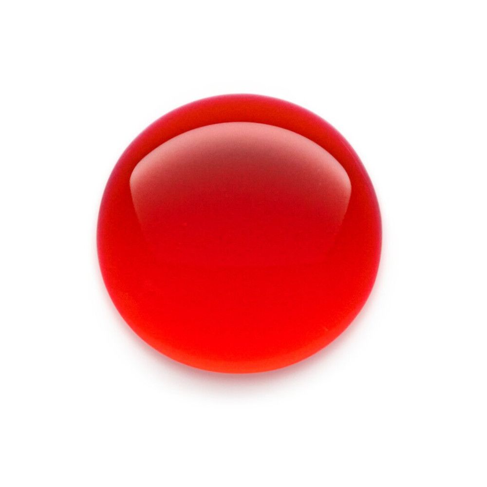 Runder, roter Farbklecks. Glänzende Oberfläche.