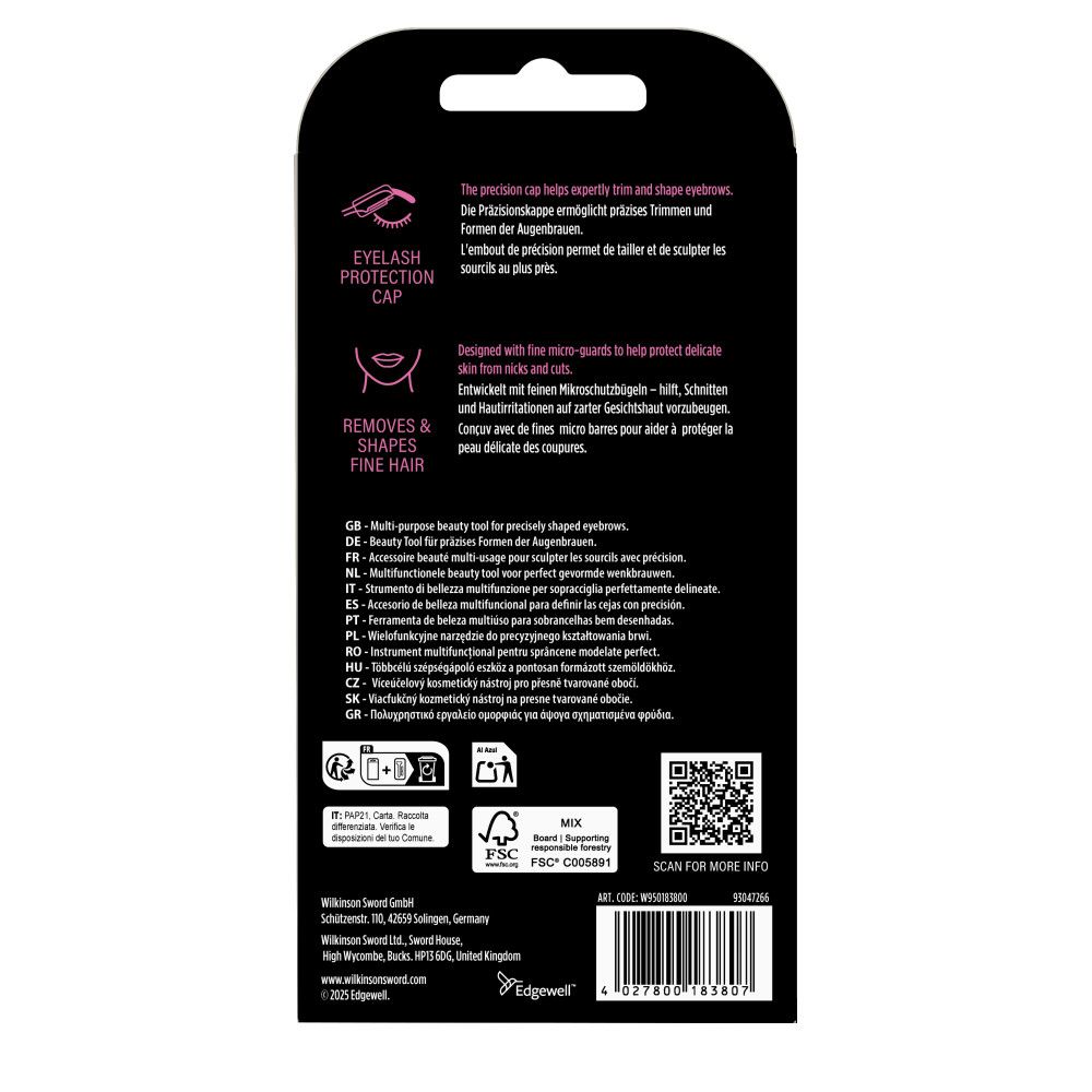 Verpackungsrückseite mit Produktinformationen, Symbolen und Scan-QR-Code.