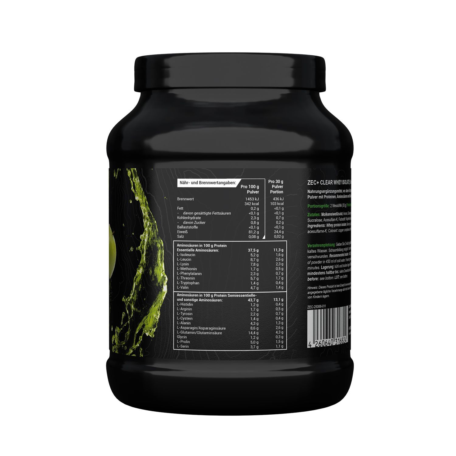 Zec+ Clear Whey Isolate Protein/ Eiweiß Saurer Apfel 450 GR Pulver