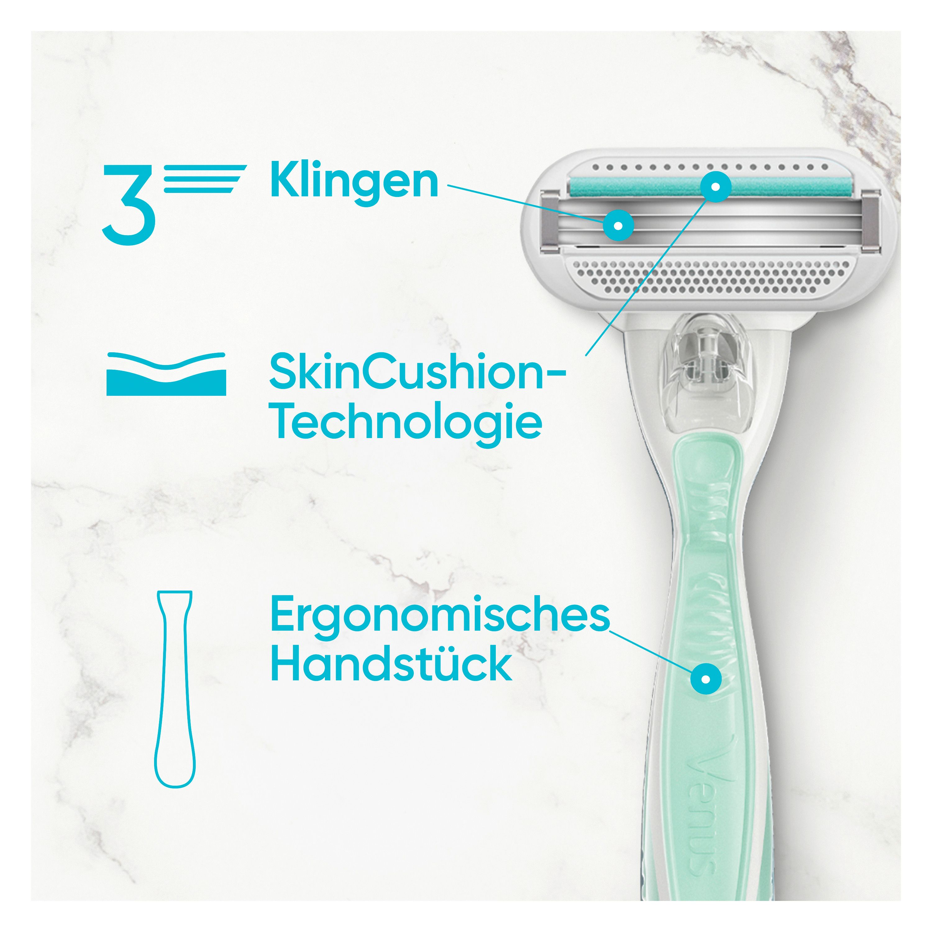 Gillette Venus - Damennassrasierer "Smooth Sensitive" + 2 Ersatzklingen