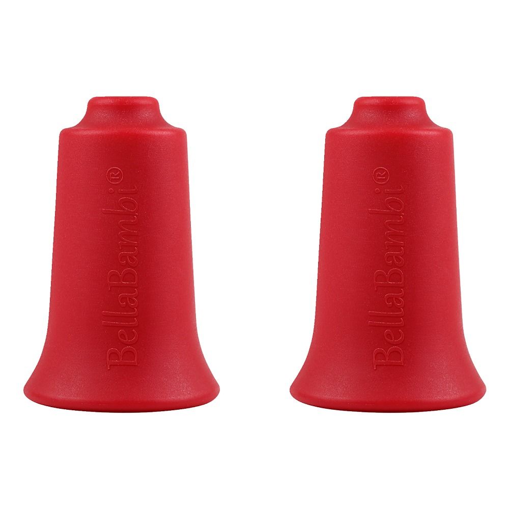 Zwei rote Schröpfköpfe. Konische Form mit breiter Basis. Aufschrift BellaBambi.