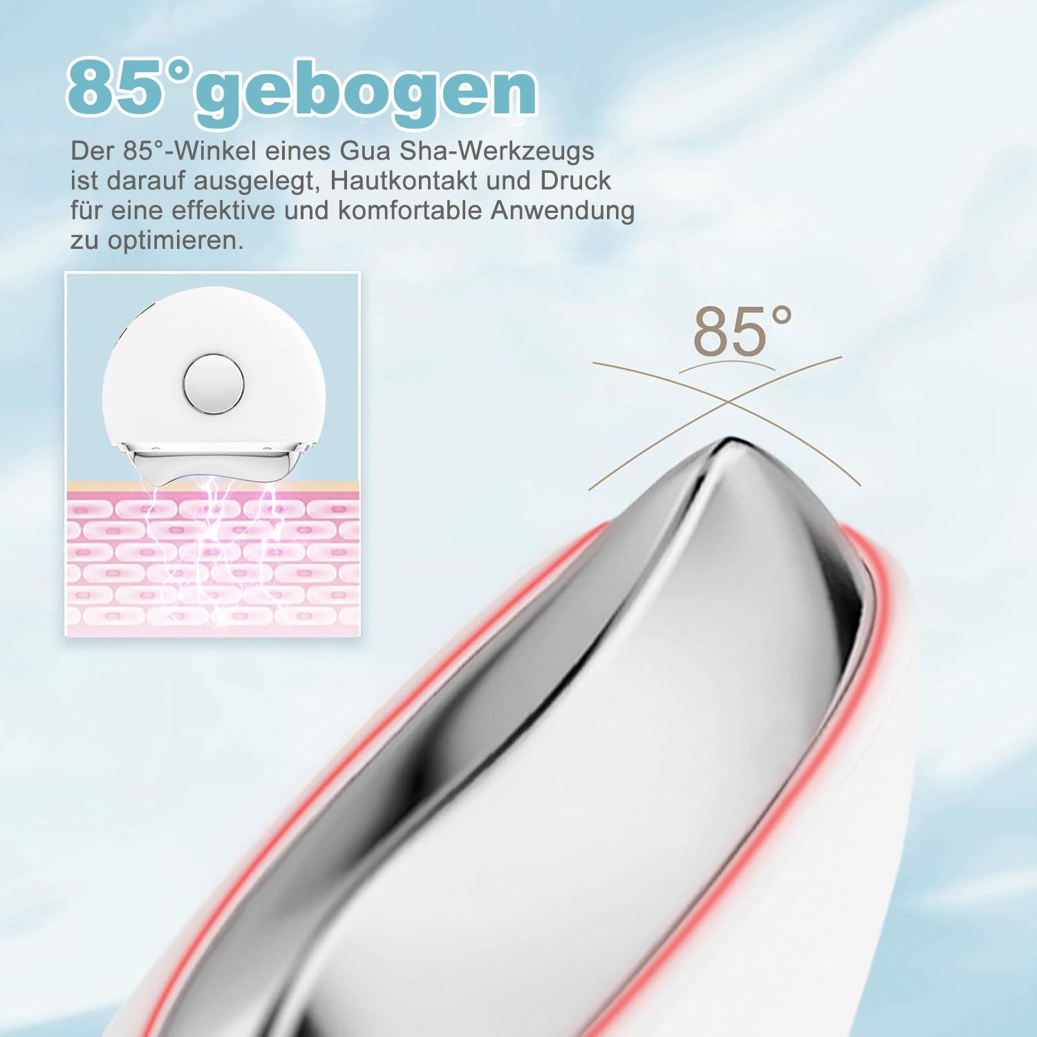 COOL-i EMS Gua Sha, LED (Rot/Blau/Violett), 3 Vibrationsmodi, LCD für kosmetische Gesichtspflege