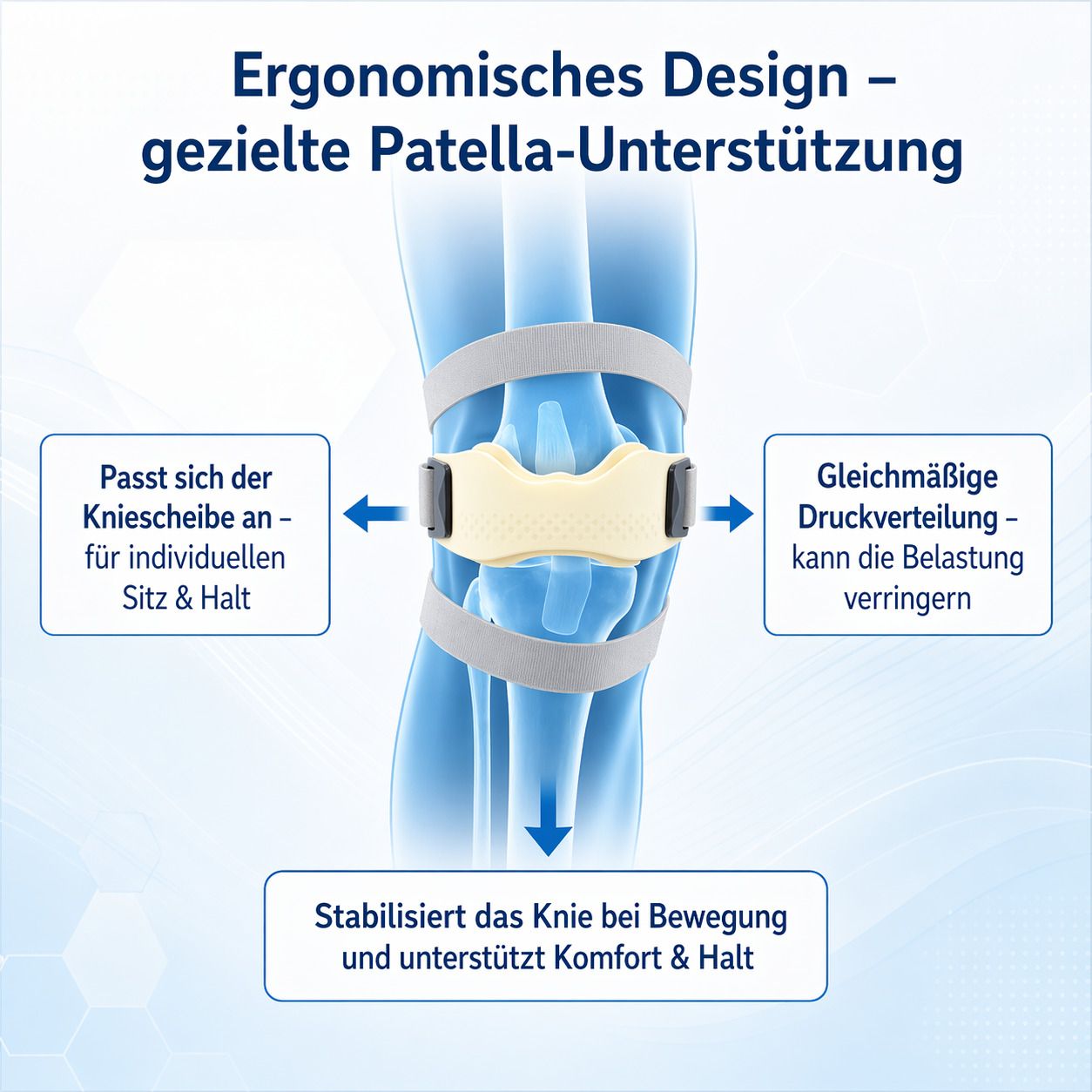 Patellaband Kniebandage, verstellbar, rutschfest & atmungsaktiv für Sport & Alltag