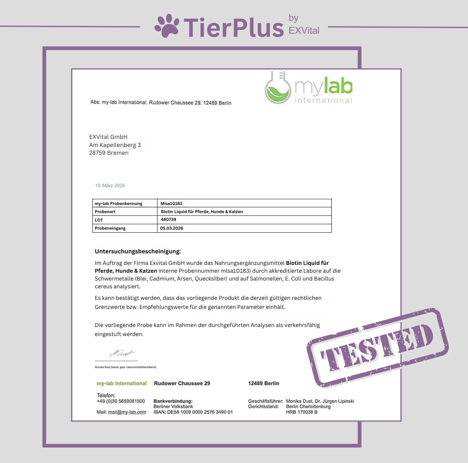 EXVital® TierPlus Biotin Liquid für Pferde, Hunde & Katzen