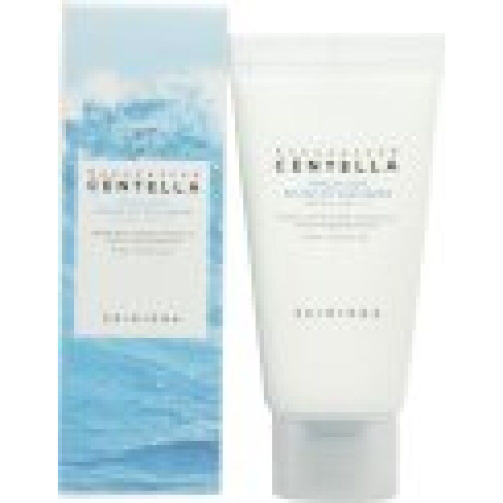SKIN1004 Hyalu-Cica Water-Fit Sonnenserum SPF 50+ PA++++ und seine Verpackung mit blauem Wellenmuster.