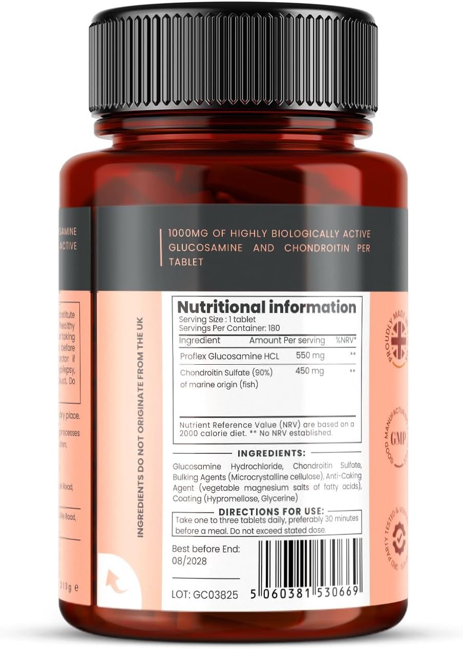 Rückseite einer braunen Tablettenflasche. Text: Nährwertangaben, Inhaltsstoffe, Gebrauchsanweisung.