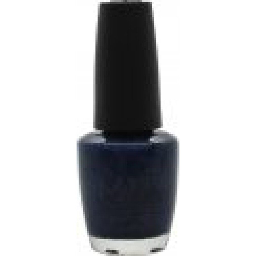 Nagellackflasche, dunkelblau mit schwarzem Deckel.