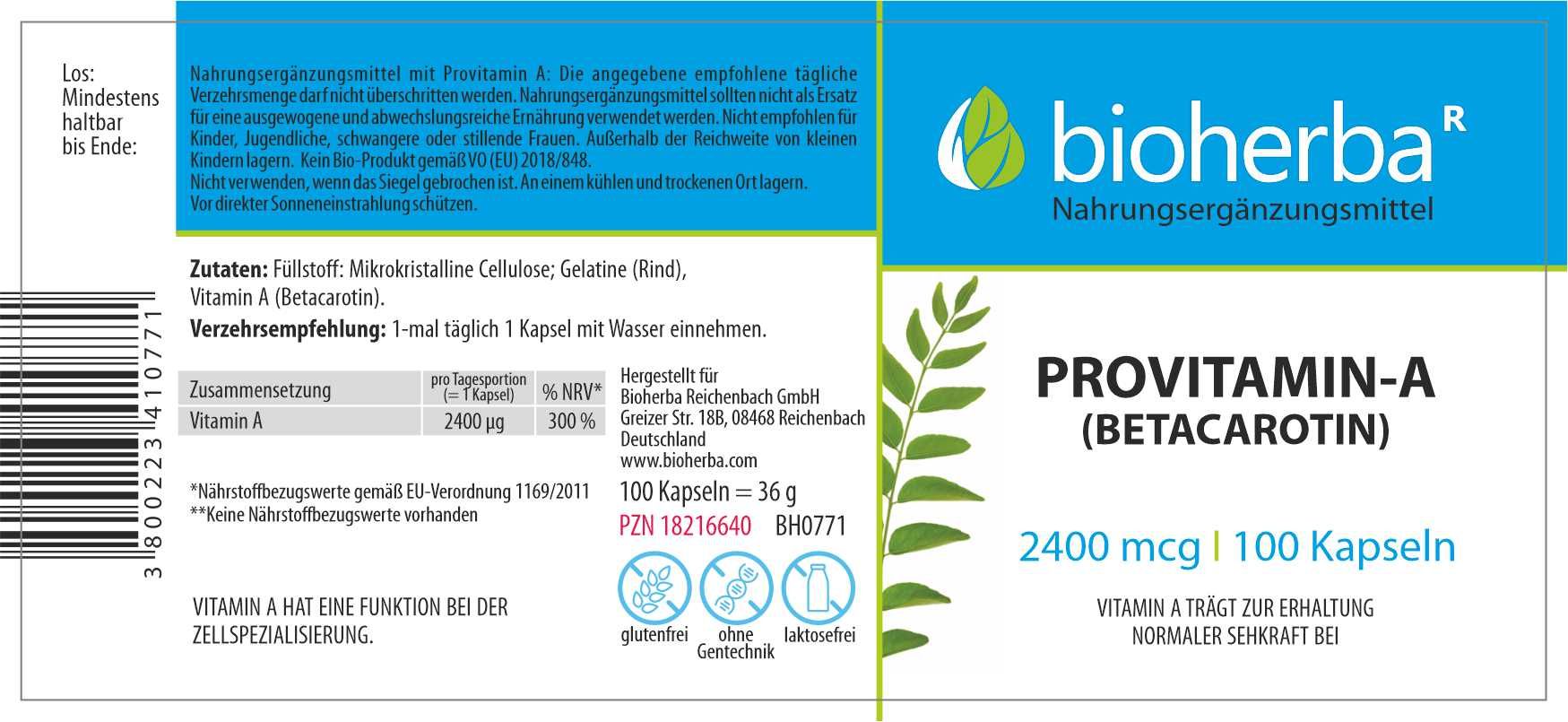 Bioherba Provitamin-A (Betacarotin) Kapseln