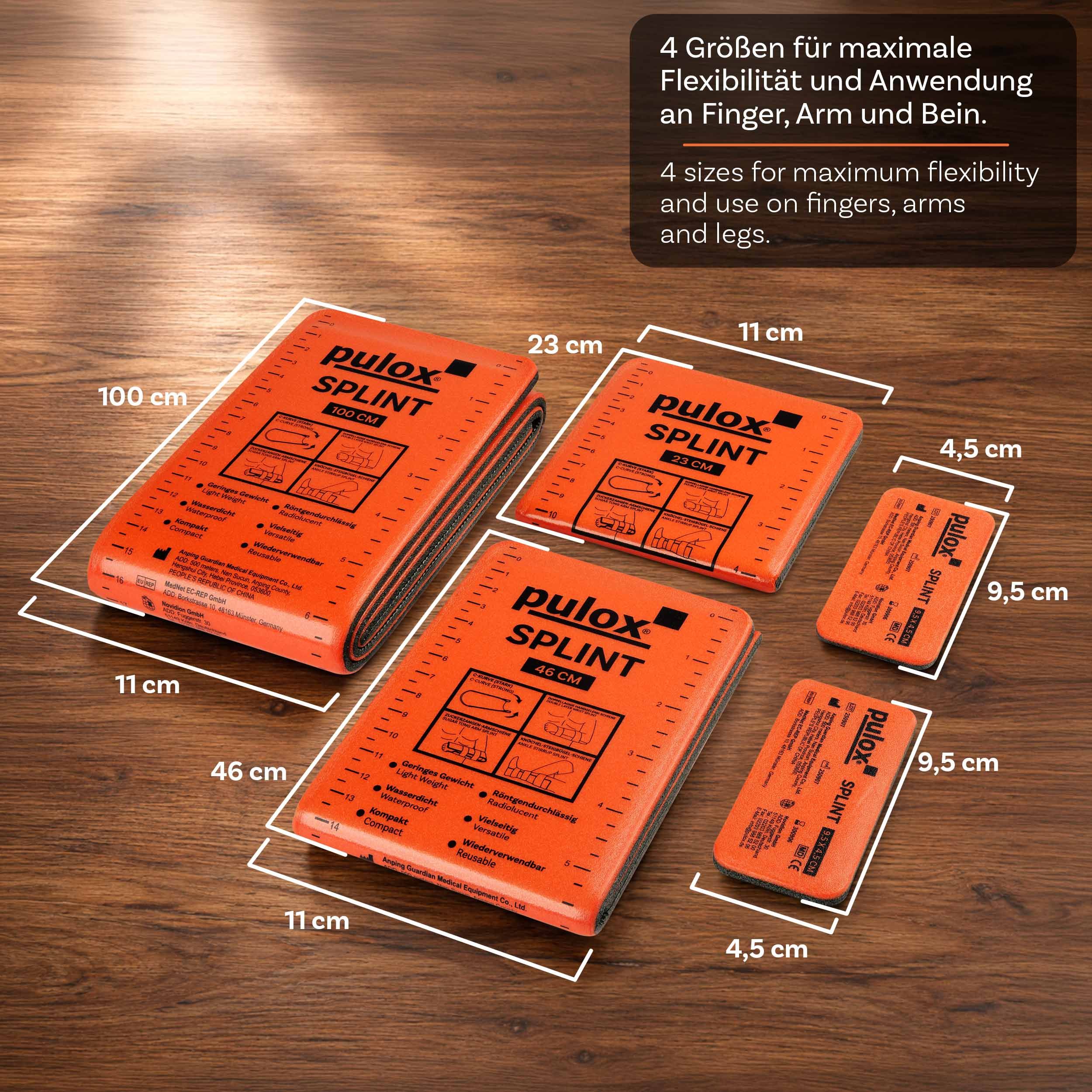 Pulox Splint Set - 5 Erste-Hilfe-Schienen zur Immobilisation