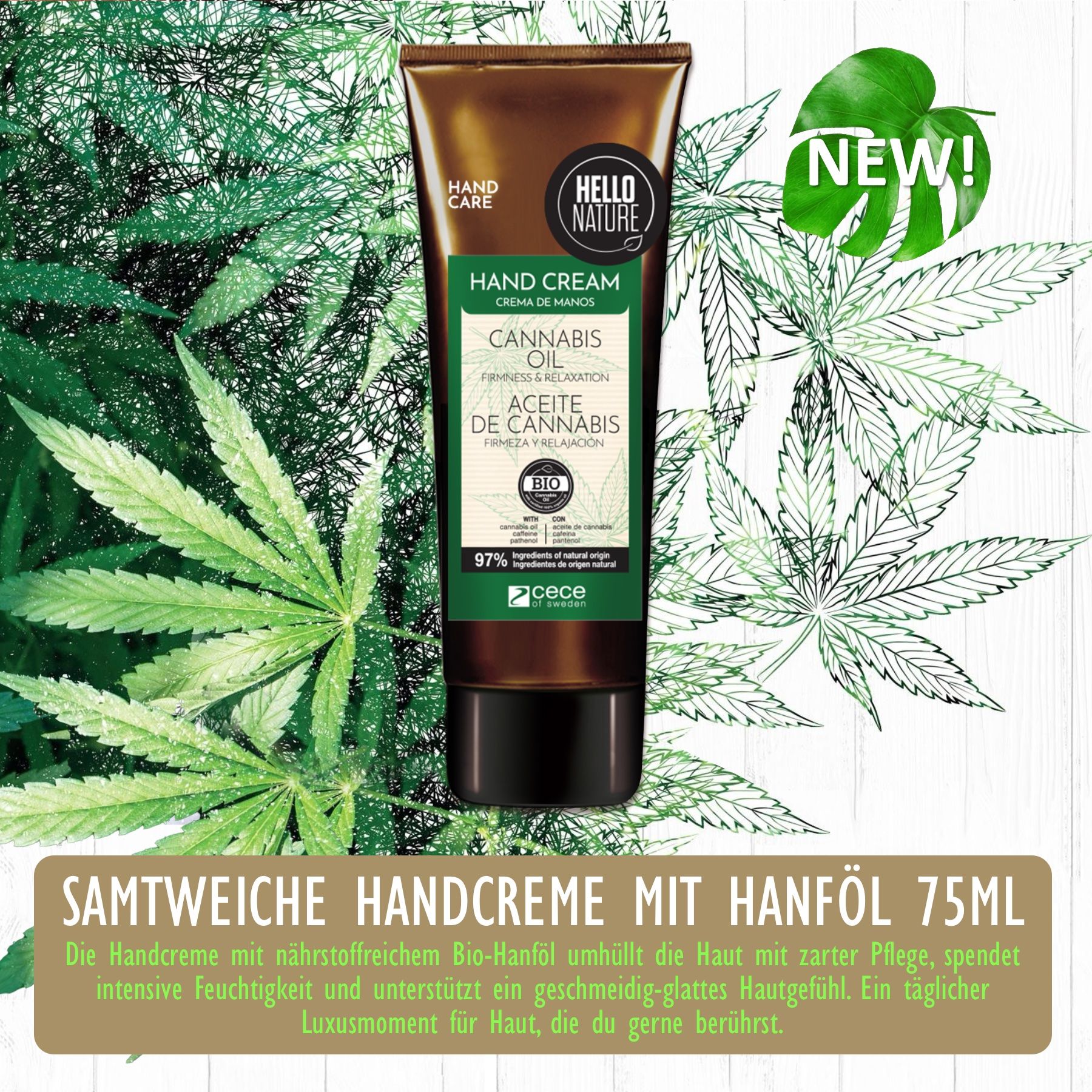 Hello Nature Handcreme für Handpflege mit Hanföl