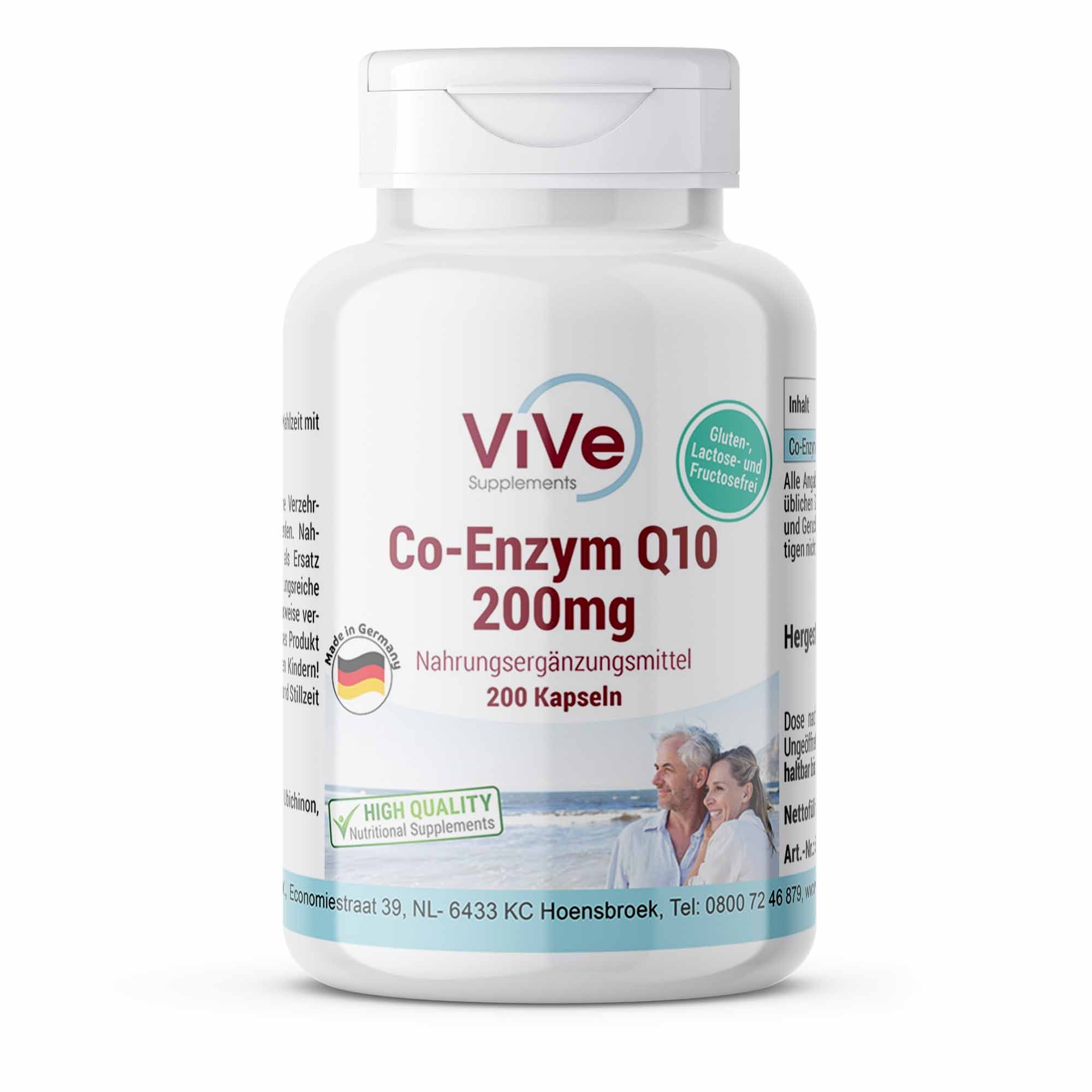Vive Supplements | Co-Enzym Q10 200mg - 200 Kapseln schluckfreundlich Ubichinon vegan St